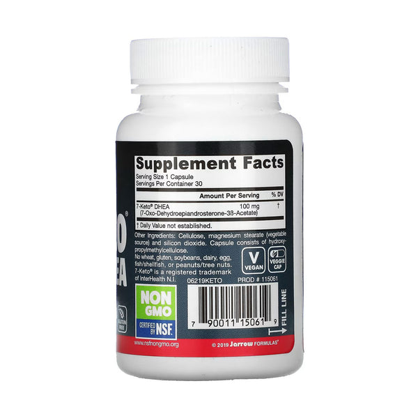 Complément 7-KETO DHEA 100 Mg - 60 Capsules - Anti-âge & Contrôle Du Poids - Piping Rock