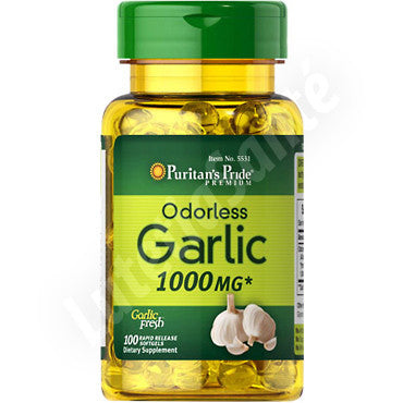 Extrait d'Ail 1000 mg Sans Odeur - Garlic - 100 Gélules de Puritans Pride