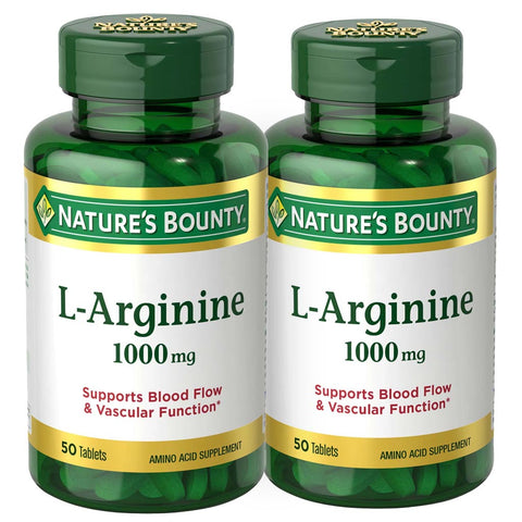 L-Arginine 1000 mg - 100 tablettes de Nature's Bounty (2 flacons)